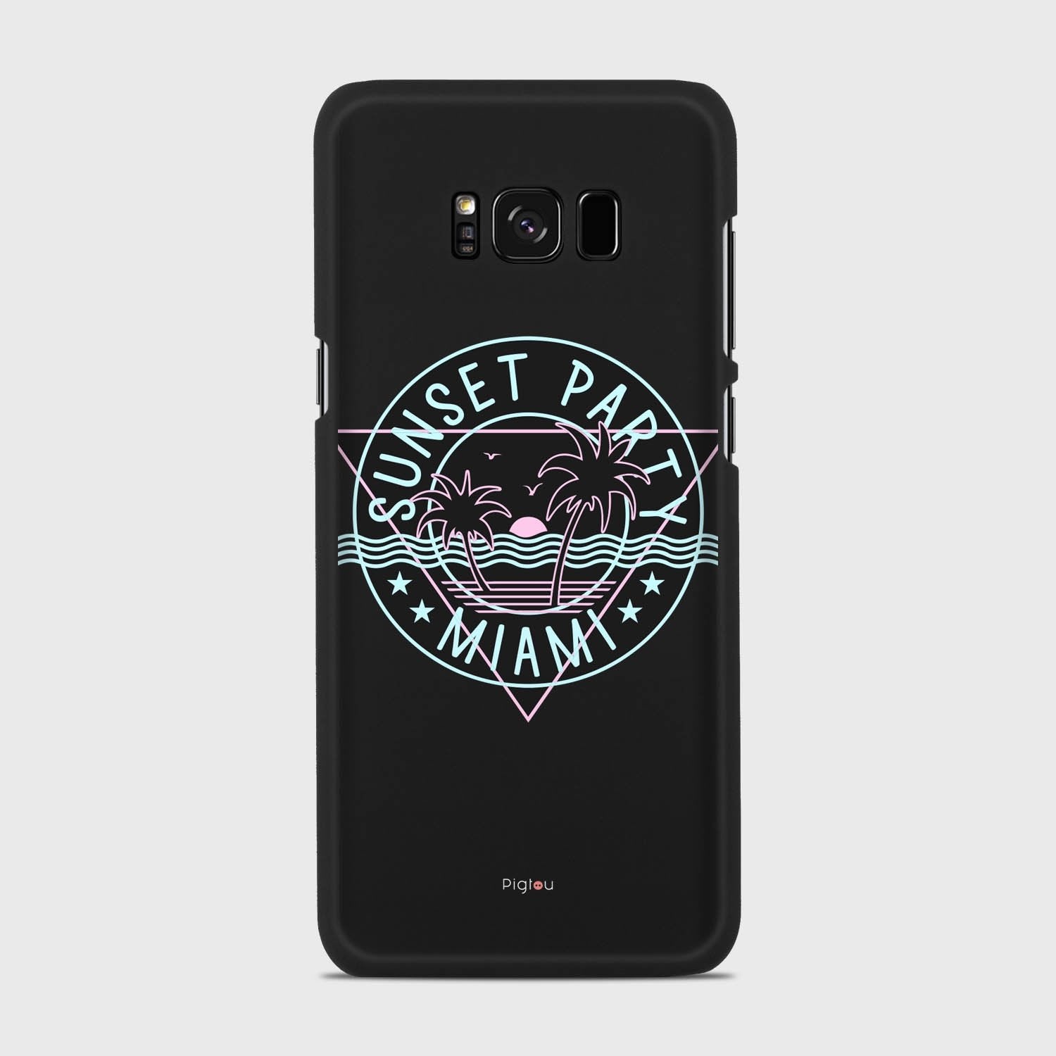 MIAMI SUNSET PARTY Samsung Galaxy S8 Plus case - thin fit matte black (D104)