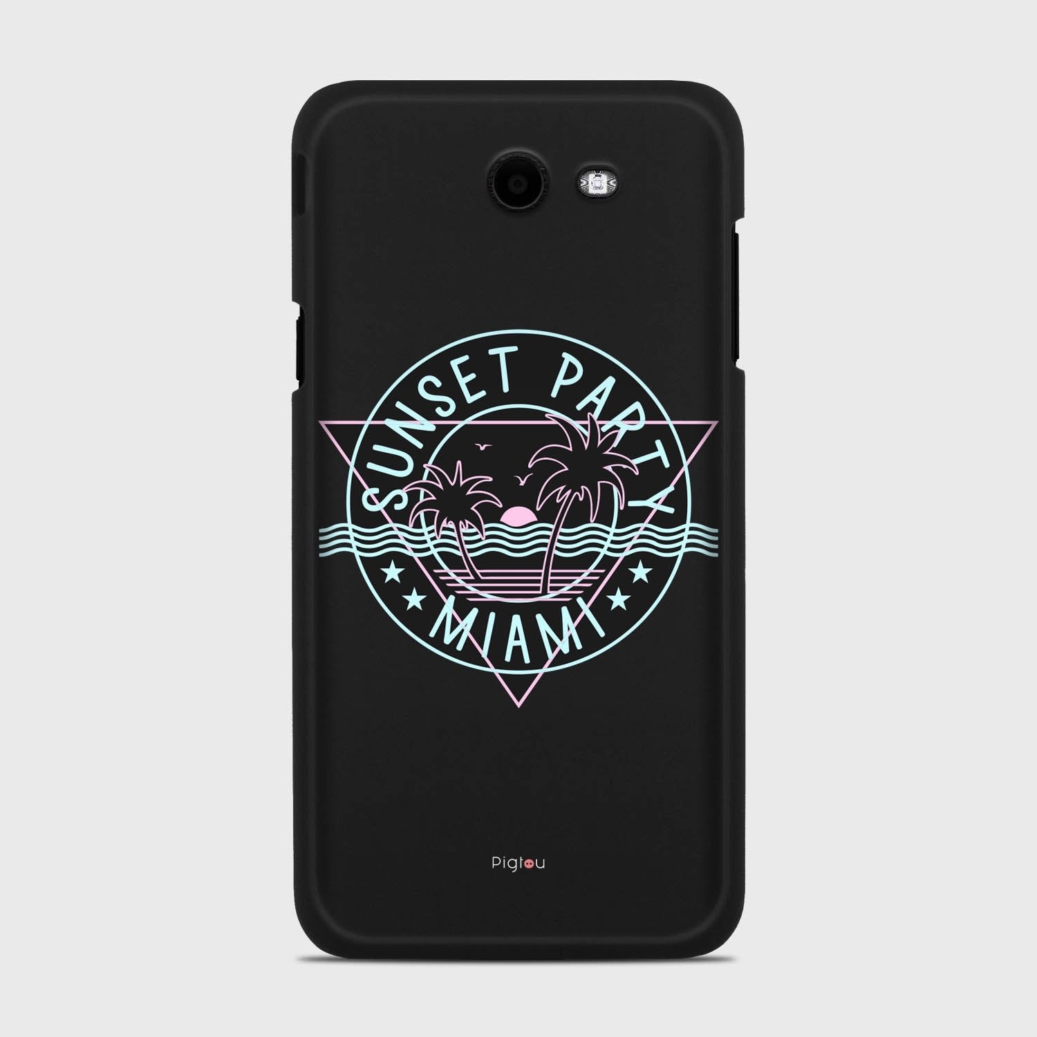 MIAMI SUNSET PARTY Samsung Galaxy J7 (2017) Verizon case - thin fit matte black (D104)