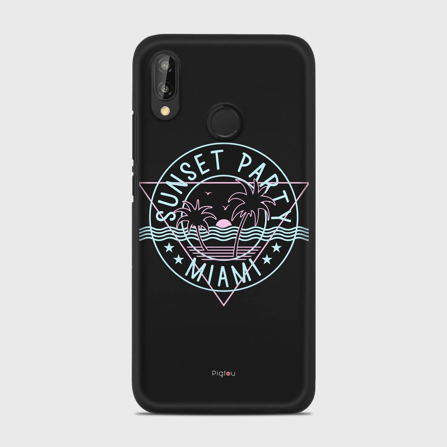 MIAMI SUNSET PARTY Huawei P20 Lite case - thin fit matte black (D104)