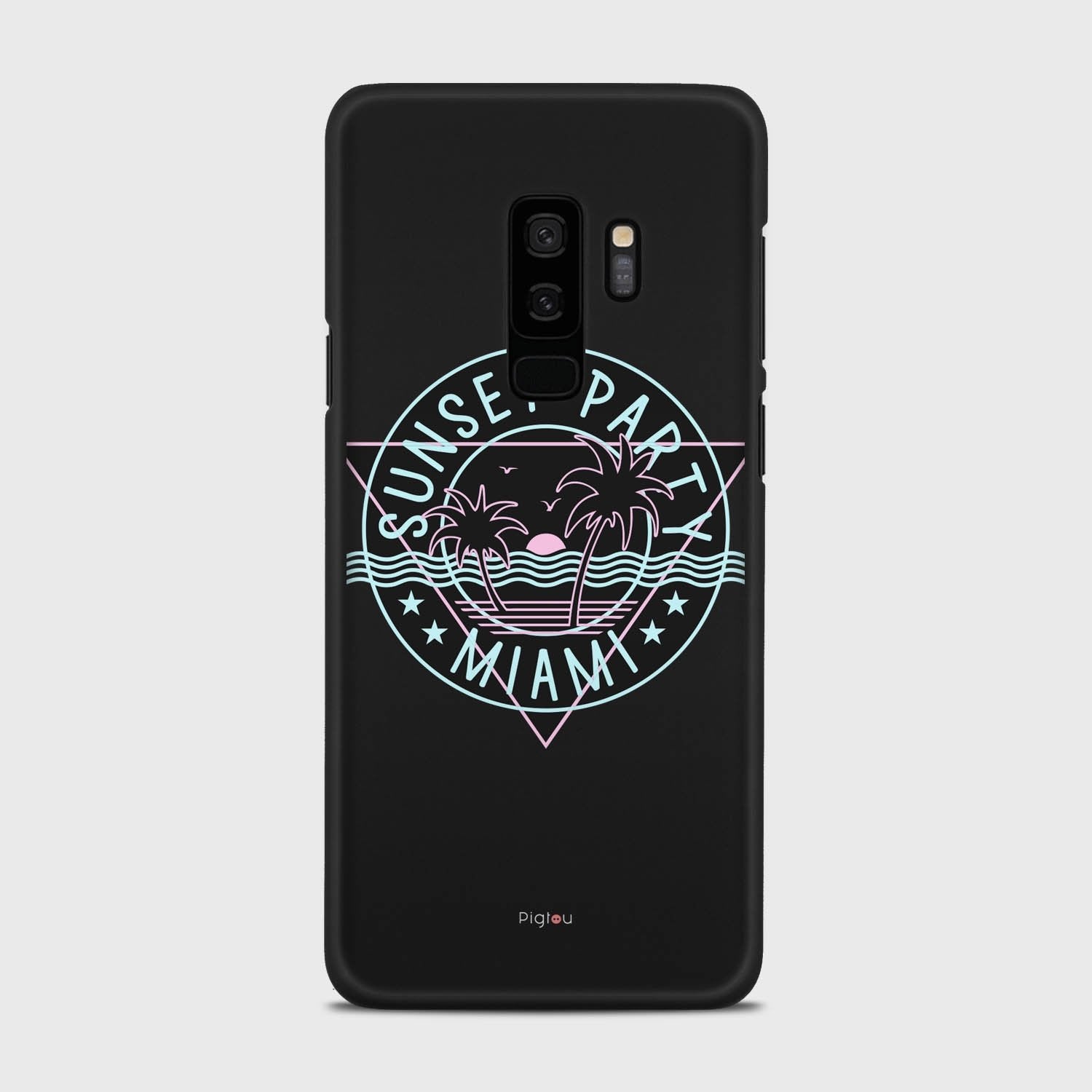 MIAMI SUNSET PARTY Samsung Galaxy S9 Plus case - thin fit matte black (D104)