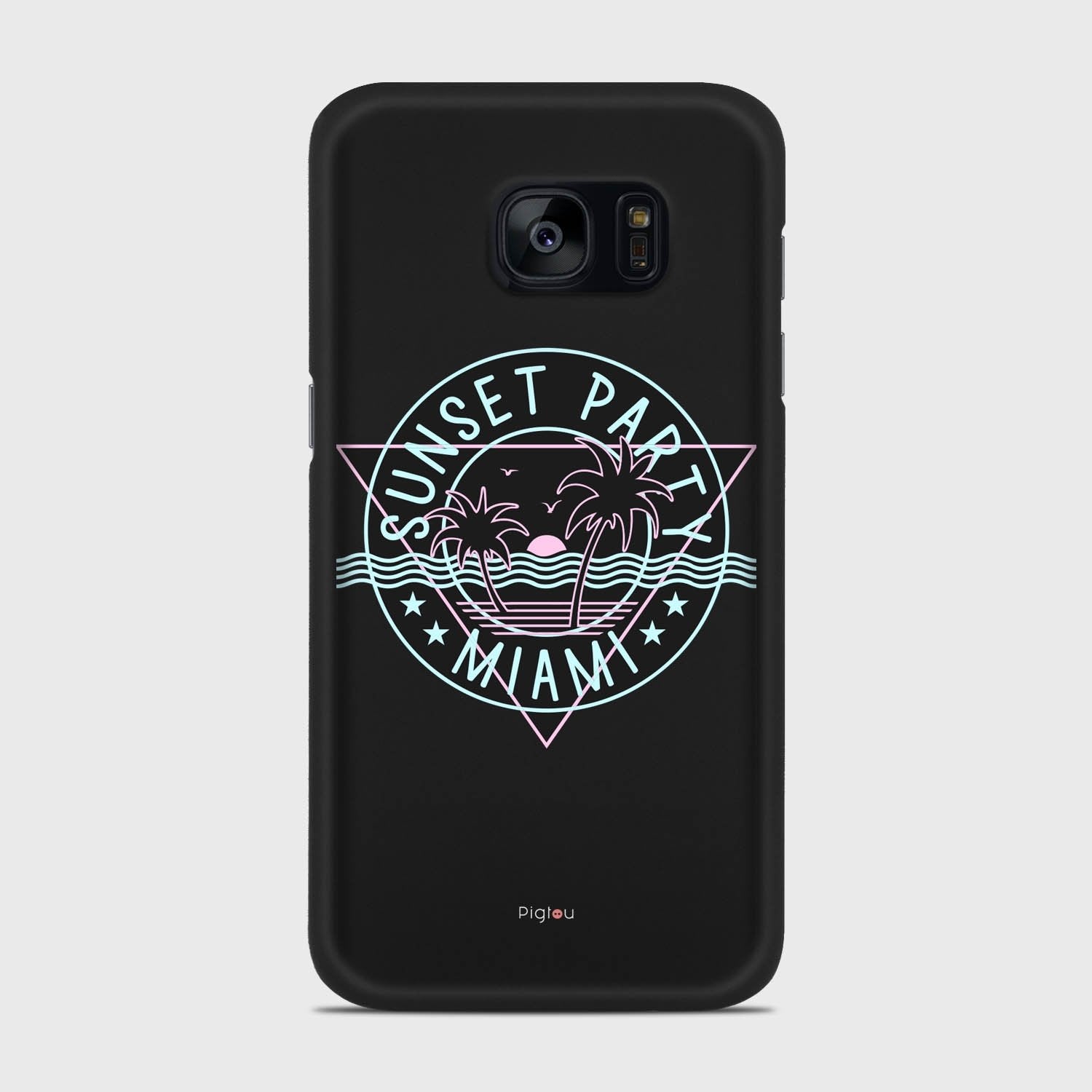 MIAMI SUNSET PARTY Samsung Galaxy S7 Edge case - thin fit matte black (D104)