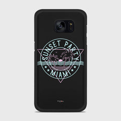MIAMI SUNSET PARTY Samsung Galaxy S7 Edge case - thin fit matte black (D104)