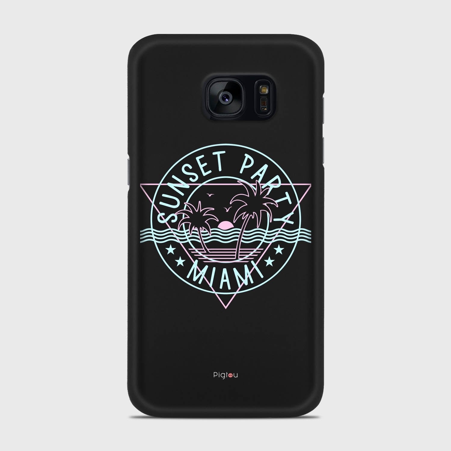 MIAMI SUNSET PARTY Samsung Galaxy S7 case - thin fit matte black (D104)