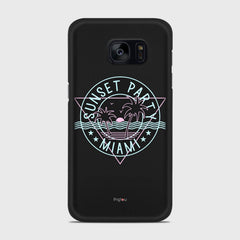 MIAMI SUNSET PARTY Samsung Galaxy S7 case - thin fit matte black (D104)