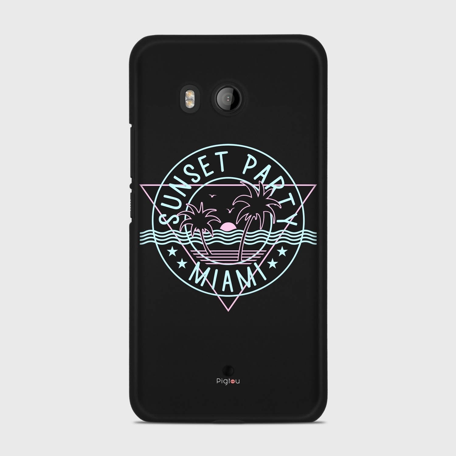 MIAMI SUNSET PARTY HTC U11 case - thin fit matte black (D104)