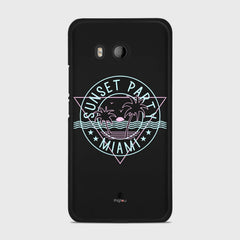 MIAMI SUNSET PARTY HTC U11 case - thin fit matte black (D104)