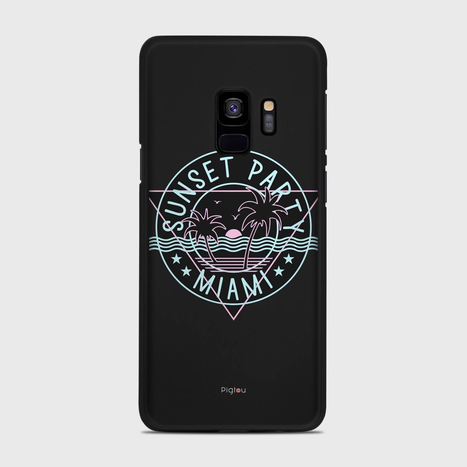 MIAMI SUNSET PARTY Samsung Galaxy S9 case - thin fit matte black (D104)