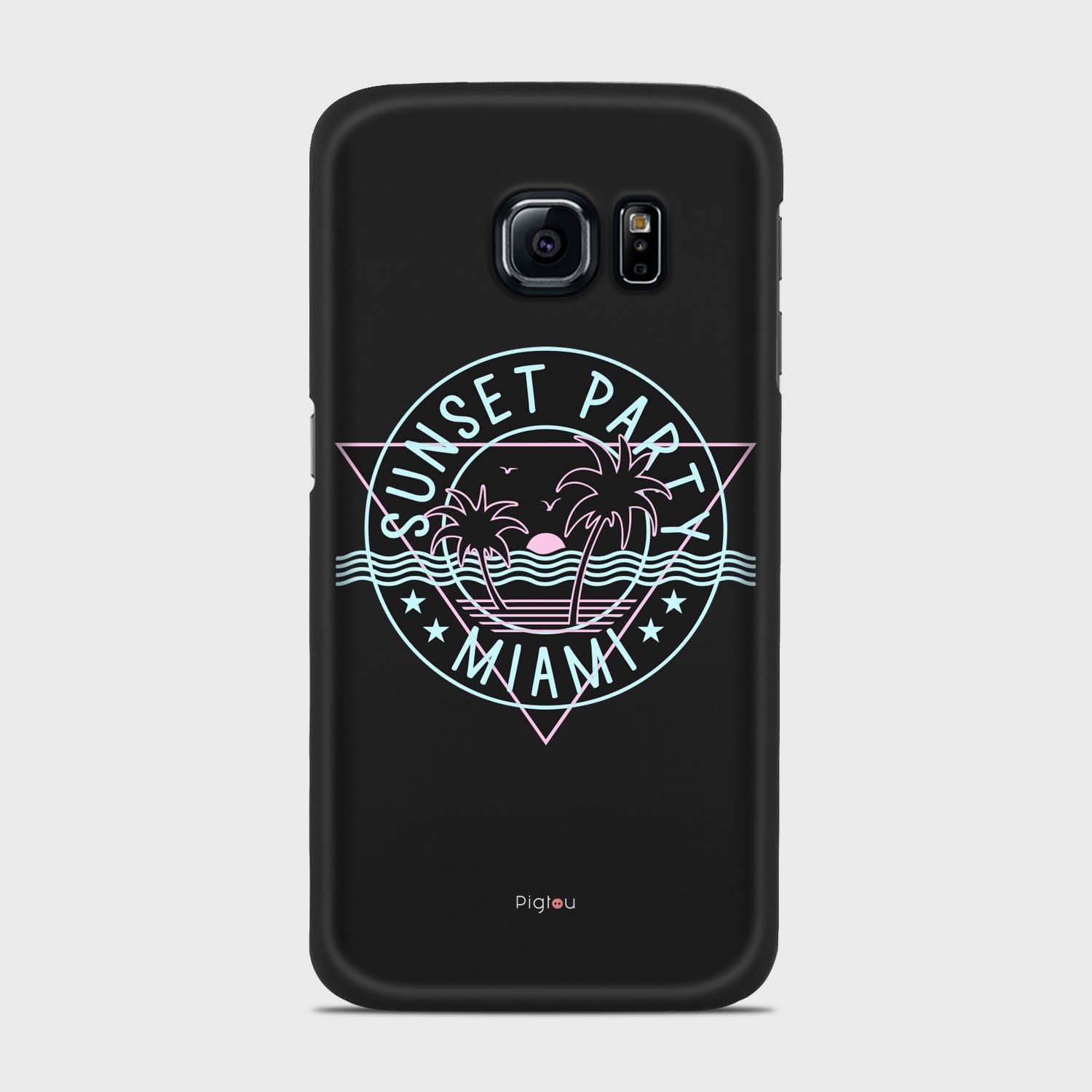 MIAMI SUNSET PARTY Samsung Galaxy S6 Edge case - thin fit matte black (D104)