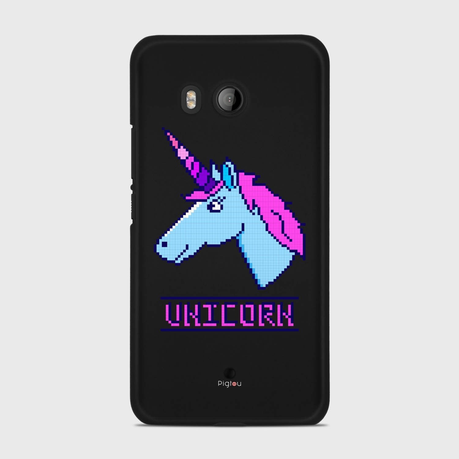 PIXELATED UNICORN HTC U11 case - thin fit matte black (D109)