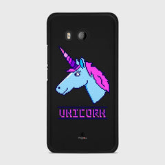 PIXELATED UNICORN HTC U11 case - thin fit matte black (D109)