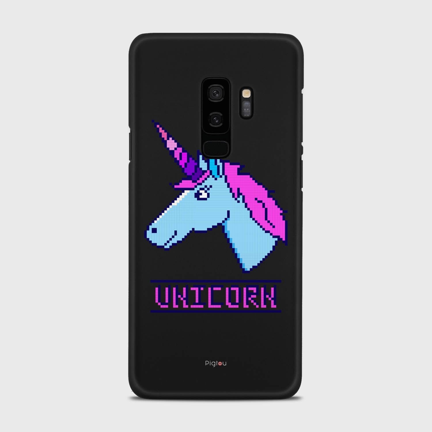 PIXELATED UNICORN Samsung Galaxy S9 Plus case - thin fit matte black (D109)