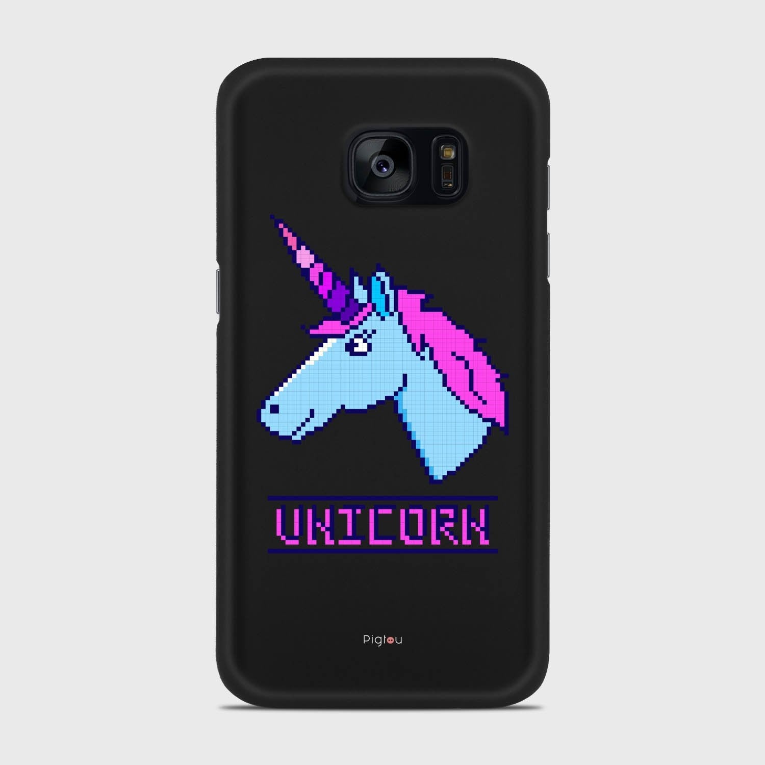 PIXELATED UNICORN Samsung Galaxy S7 Edge case - thin fit matte black (D109)