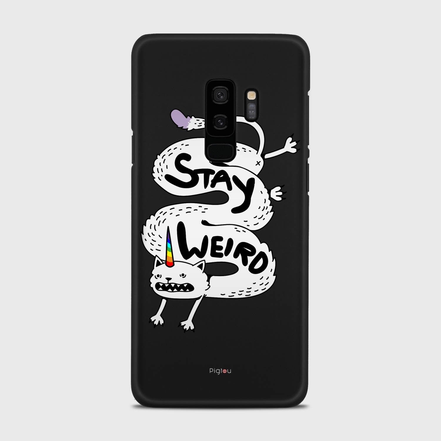 STAY WEIRD Samsung Galaxy S9 Plus case - thin fit matte black (D134)