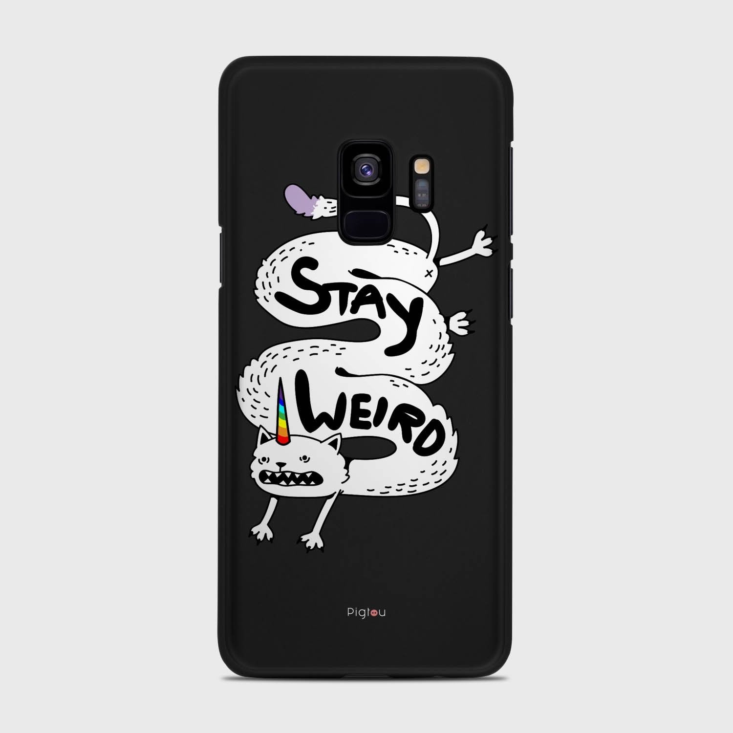 STAY WEIRD Samsung Galaxy S9 case - thin fit matte black (D134)