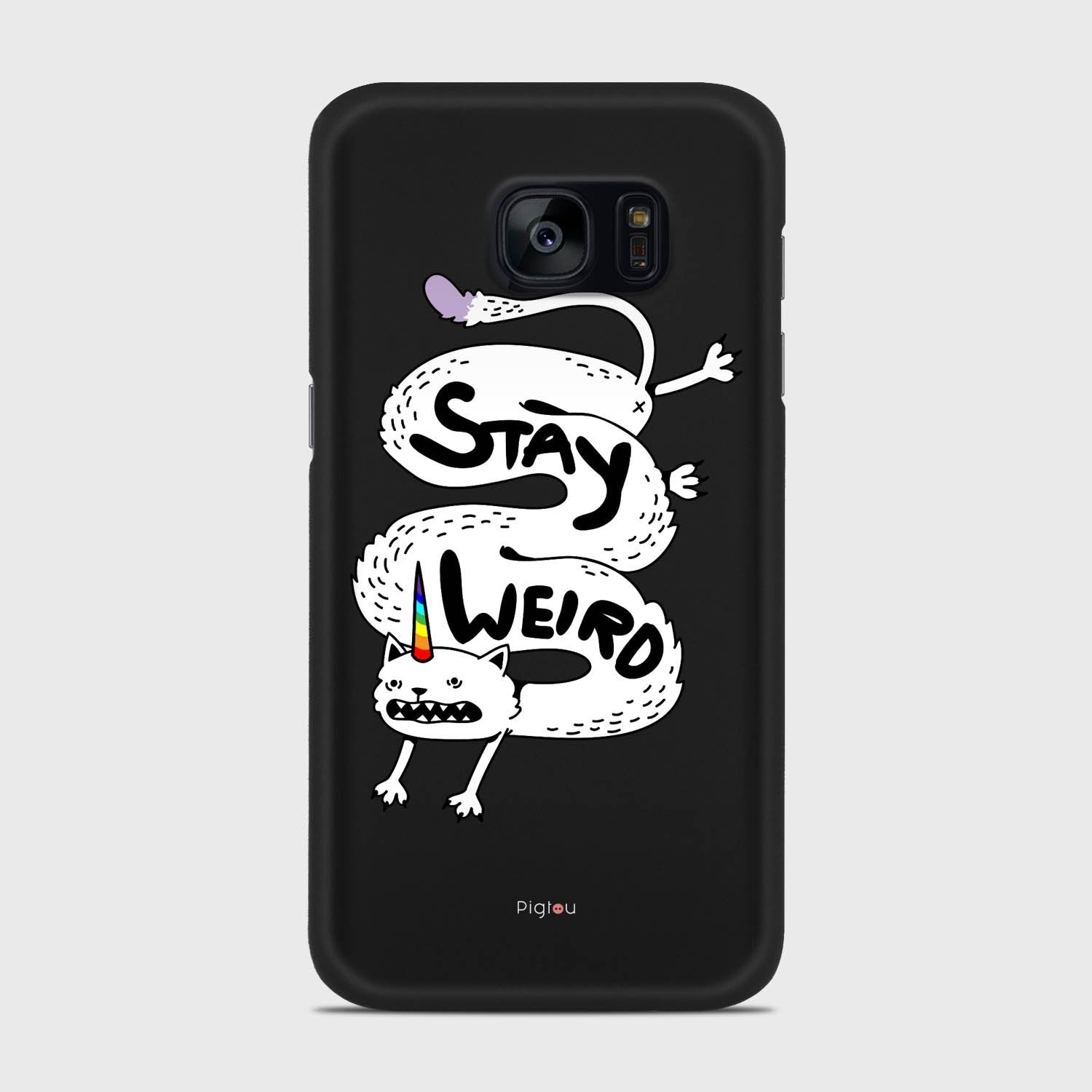 STAY WEIRD Samsung Galaxy S7 case - thin fit matte black (D134)