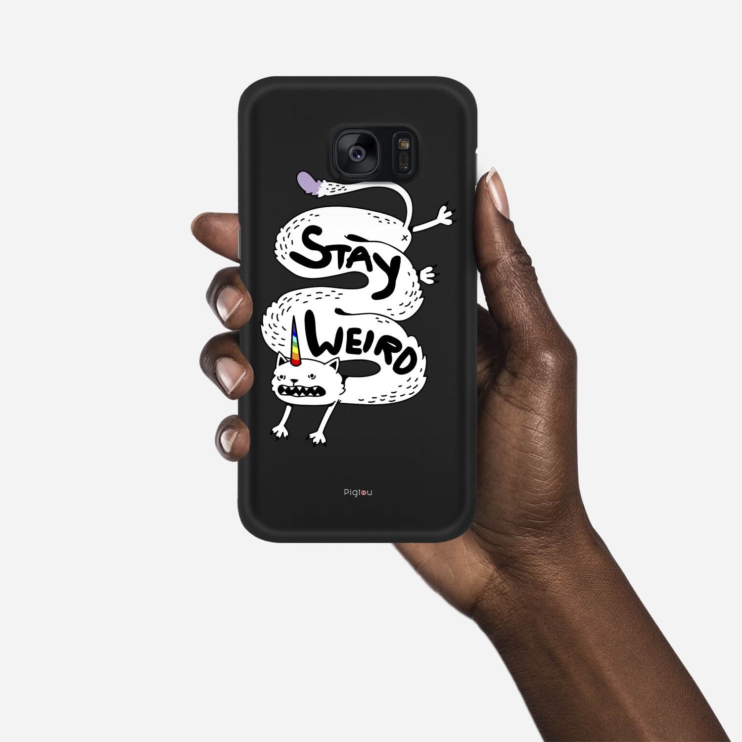 STAY WEIRD Samsung Galaxy S7 Edge case - thin fit matte black (D134)