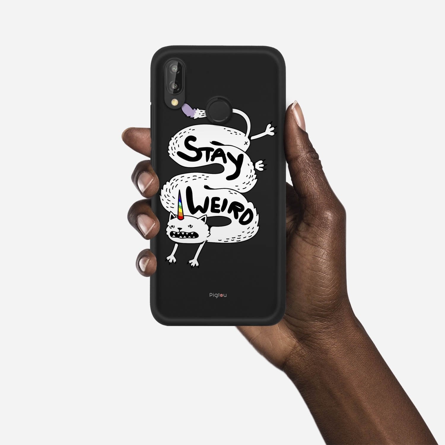 STAY WEIRD Huawei P20 Lite case - thin fit matte black (D134)