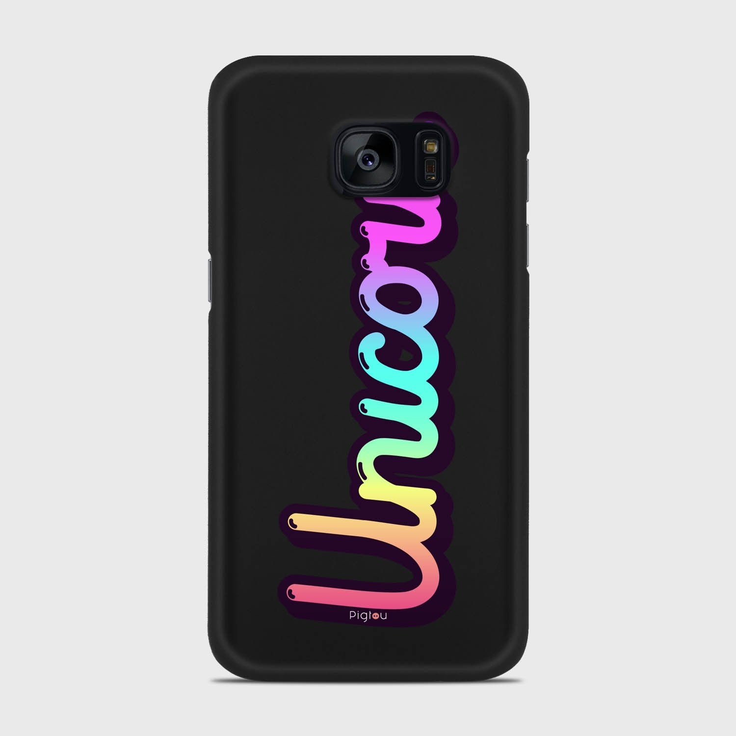 RAINBOW UNICORN Samsung Galaxy S7 Edge case - thin fit matte black (D135)