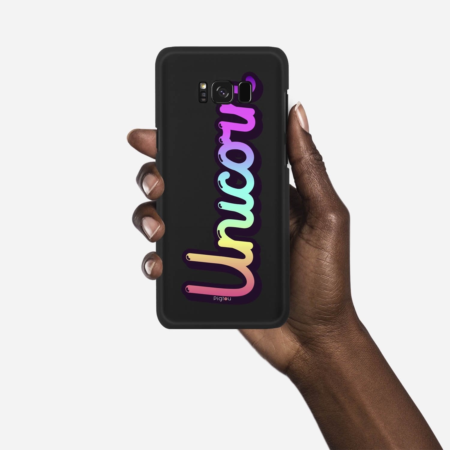 RAINBOW UNICORN Samsung Galaxy S8 case - thin fit matte black (D135)
