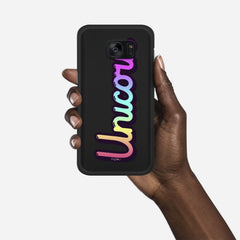 RAINBOW UNICORN Samsung Galaxy S7 Edge case - thin fit matte black (D135)