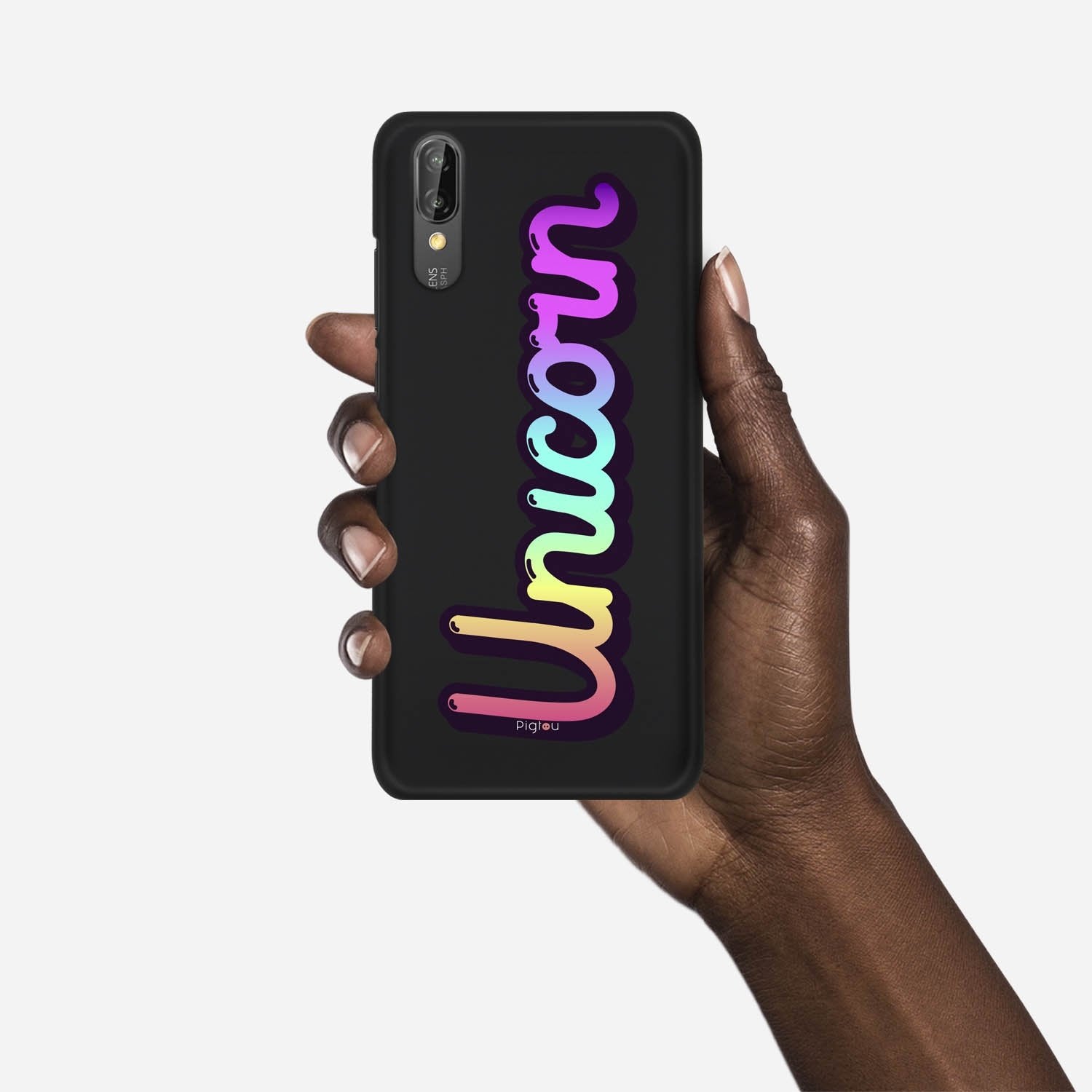 RAINBOW UNICORN Huawei P20 case - thin fit matte black (D135)