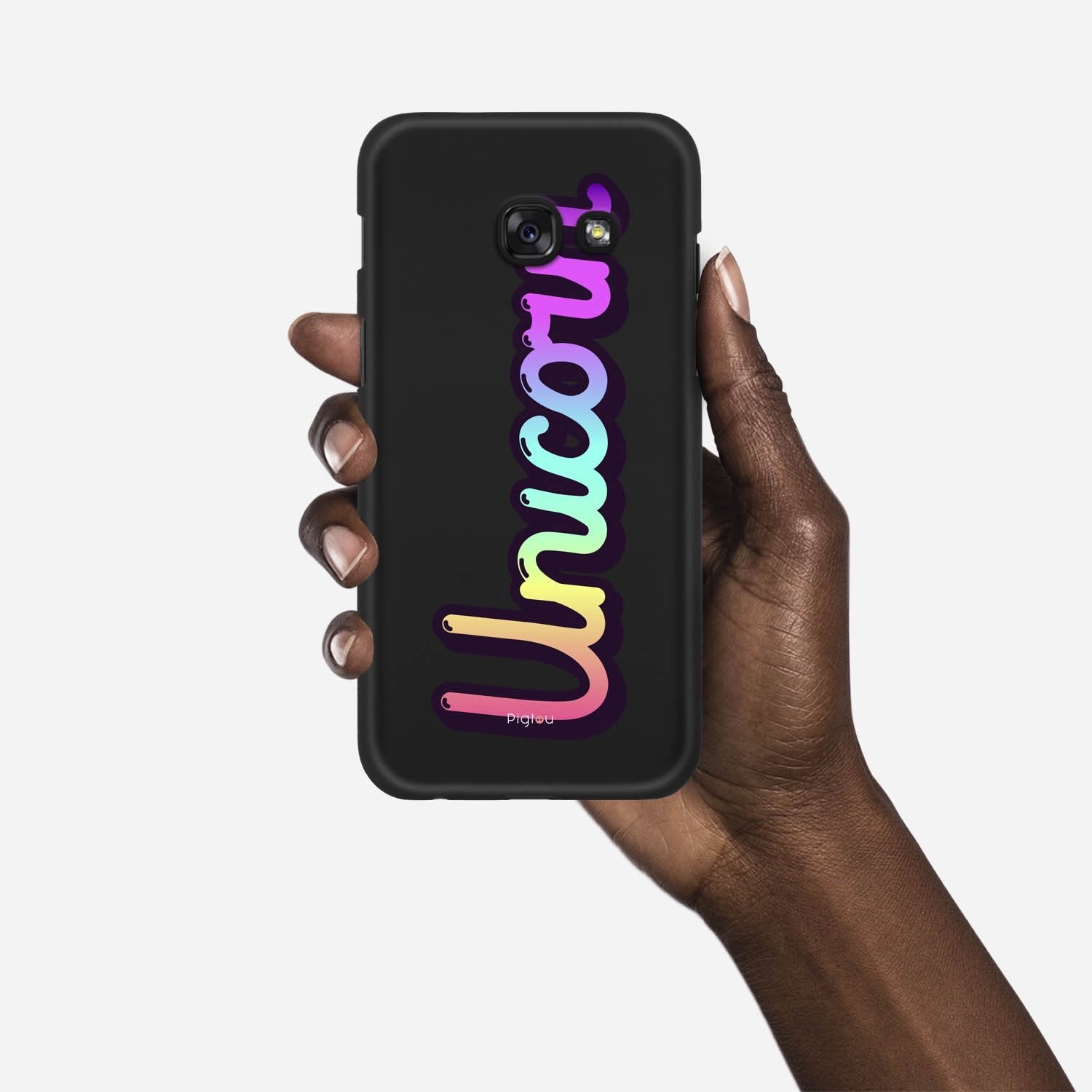 RAINBOW UNICORN Samsung Galaxy A3 (2017) case - thin fit matte black (D135)