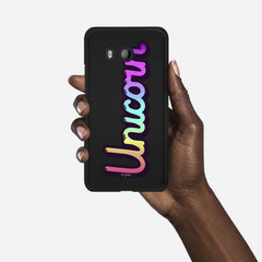 RAINBOW UNICORN HTC U11 case - thin fit matte black (D135)