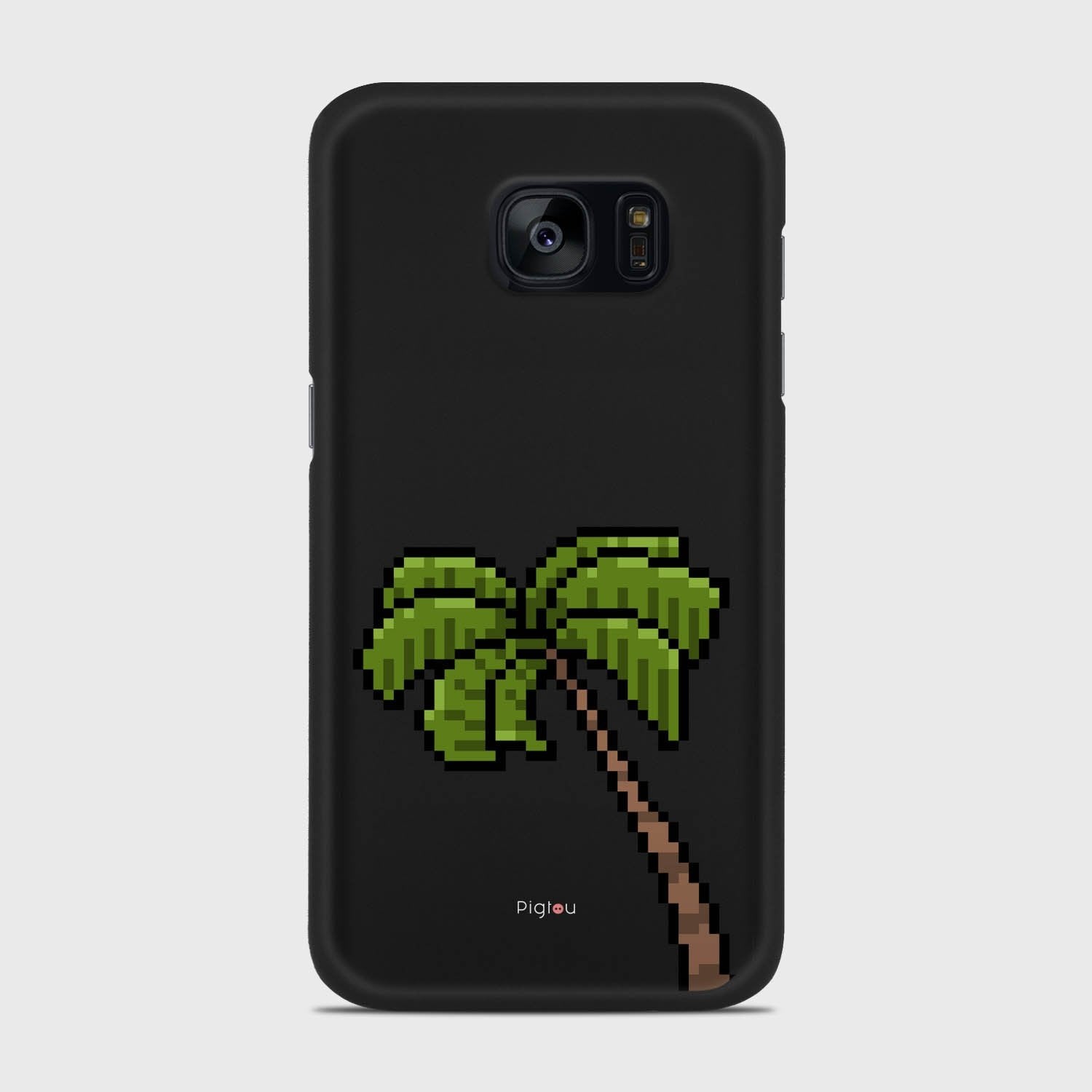 PIXELATED PALM Samsung Galaxy S7 case - thin fit matte black (D150)