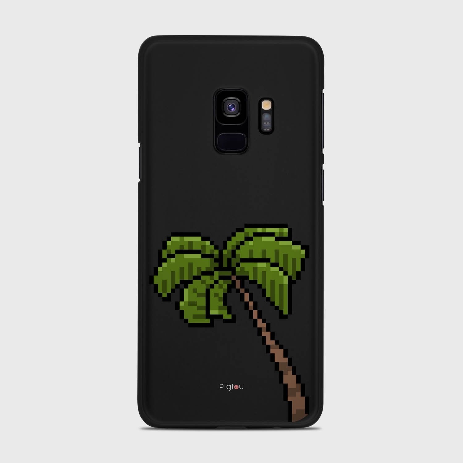 PIXELATED PALM Samsung Galaxy S9 case - thin fit matte black (D150)