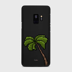 PIXELATED PALM Samsung Galaxy S9 case - thin fit matte black (D150)