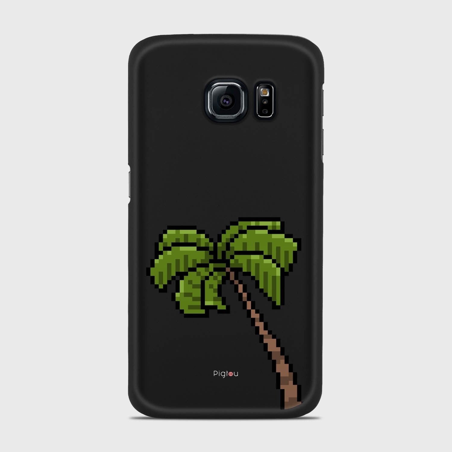 PIXELATED PALM Samsung Galaxy S6 Edge case - thin fit matte black (D150)