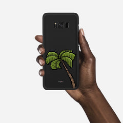 PIXELATED PALM Samsung Galaxy S8 case - thin fit matte black (D150)