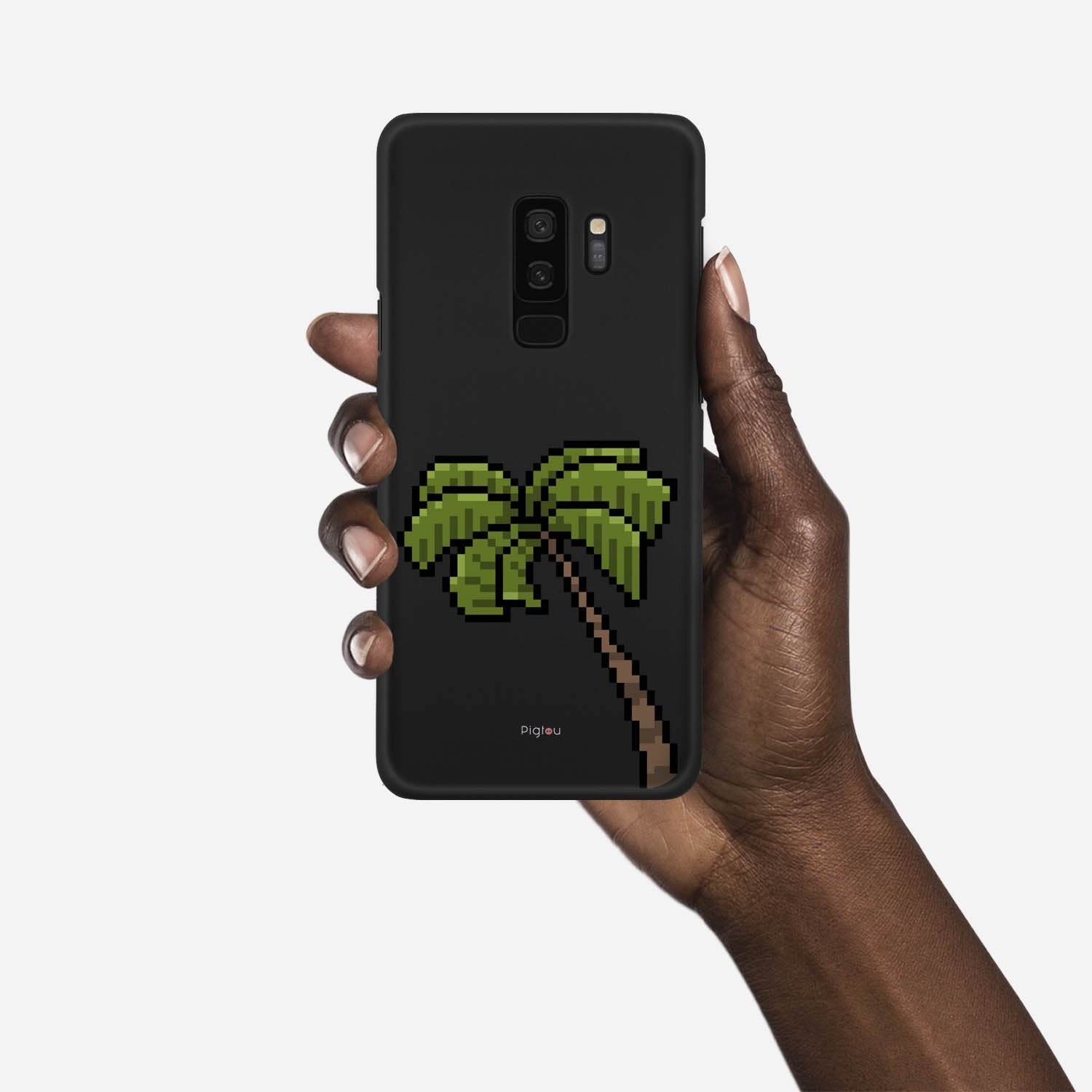 PIXELATED PALM Samsung Galaxy S9 Plus case - thin fit matte black (D150)