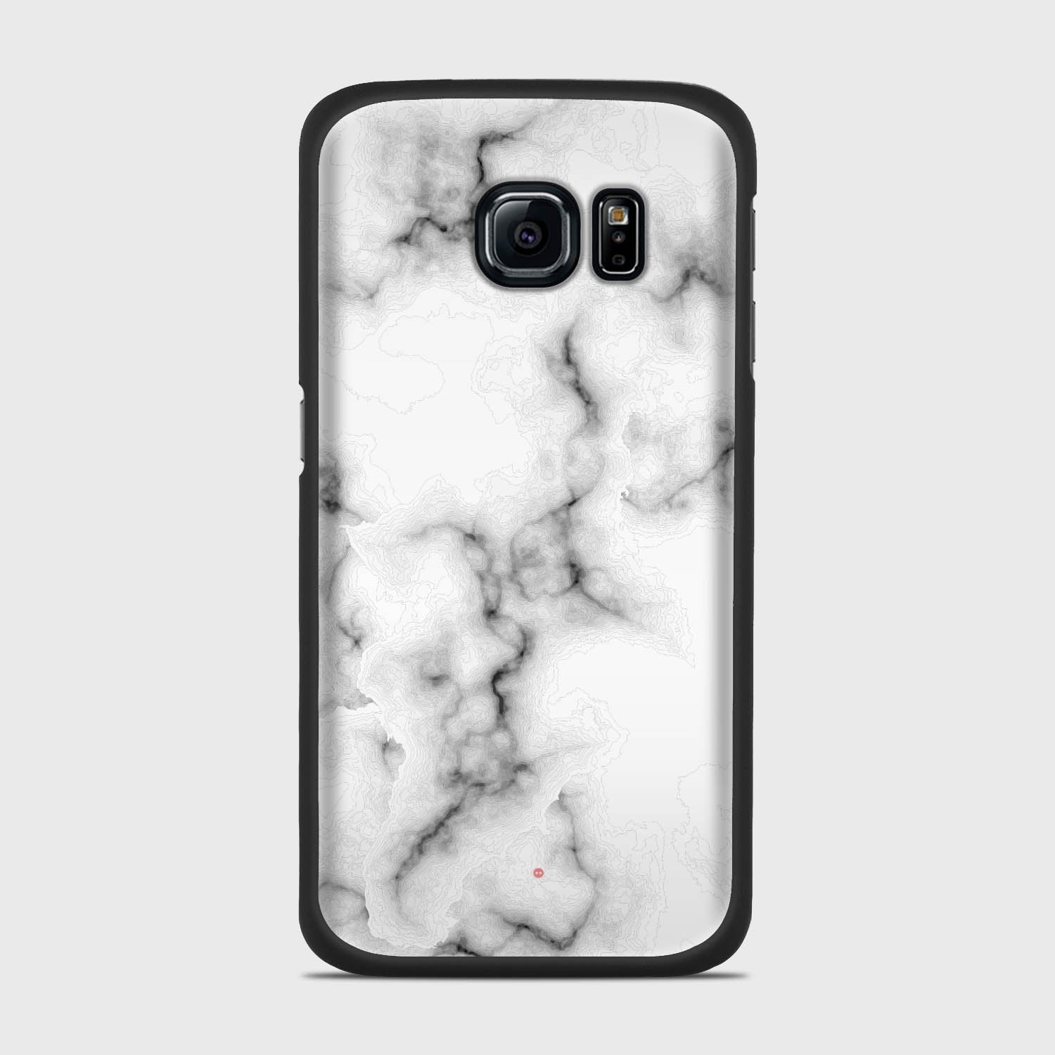 WHITE MARBLE Samsung Galaxy S6 Edge case - thin fit matte black (D152)