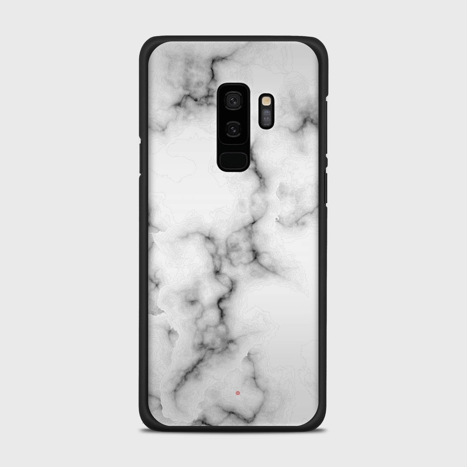 WHITE MARBLE Samsung Galaxy S9 Plus case - thin fit matte black (D152)