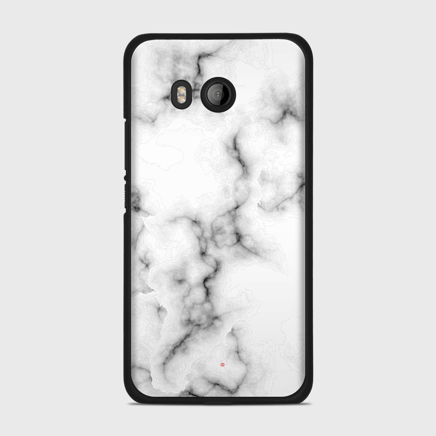 WHITE MARBLE HTC U11 case - thin fit matte black (D152)