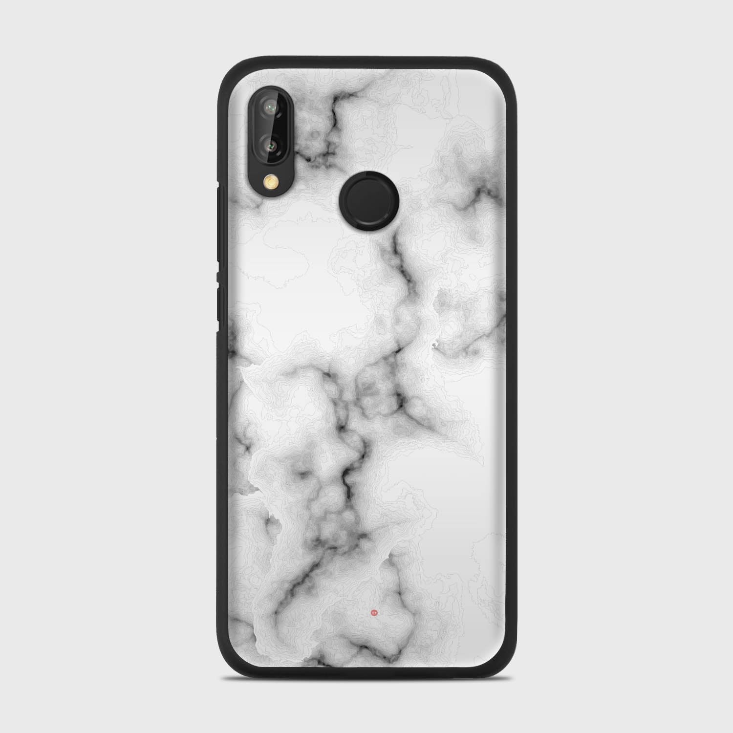 WHITE MARBLE Huawei P20 Lite case - thin fit matte black (D152)