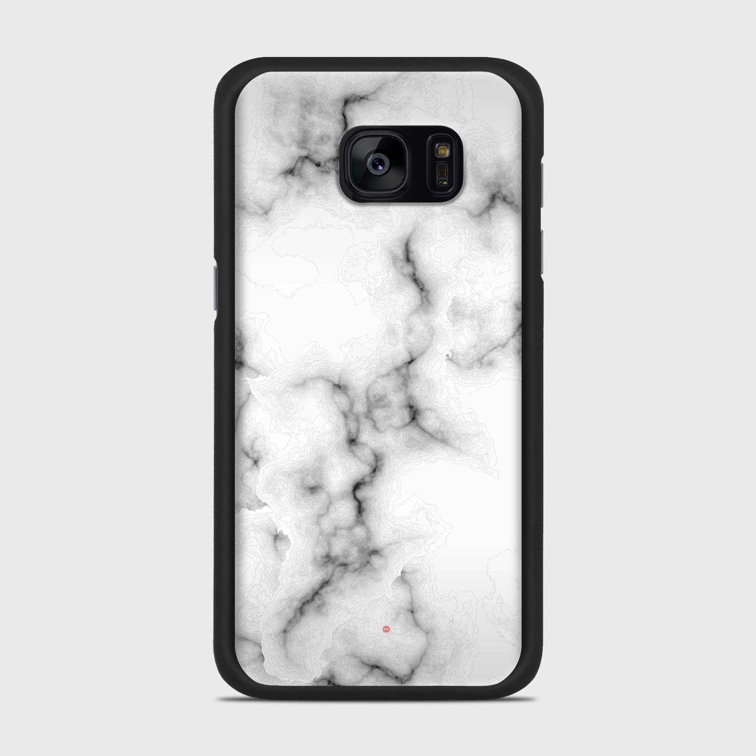 WHITE MARBLE Samsung Galaxy S7 case - thin fit matte black (D152)