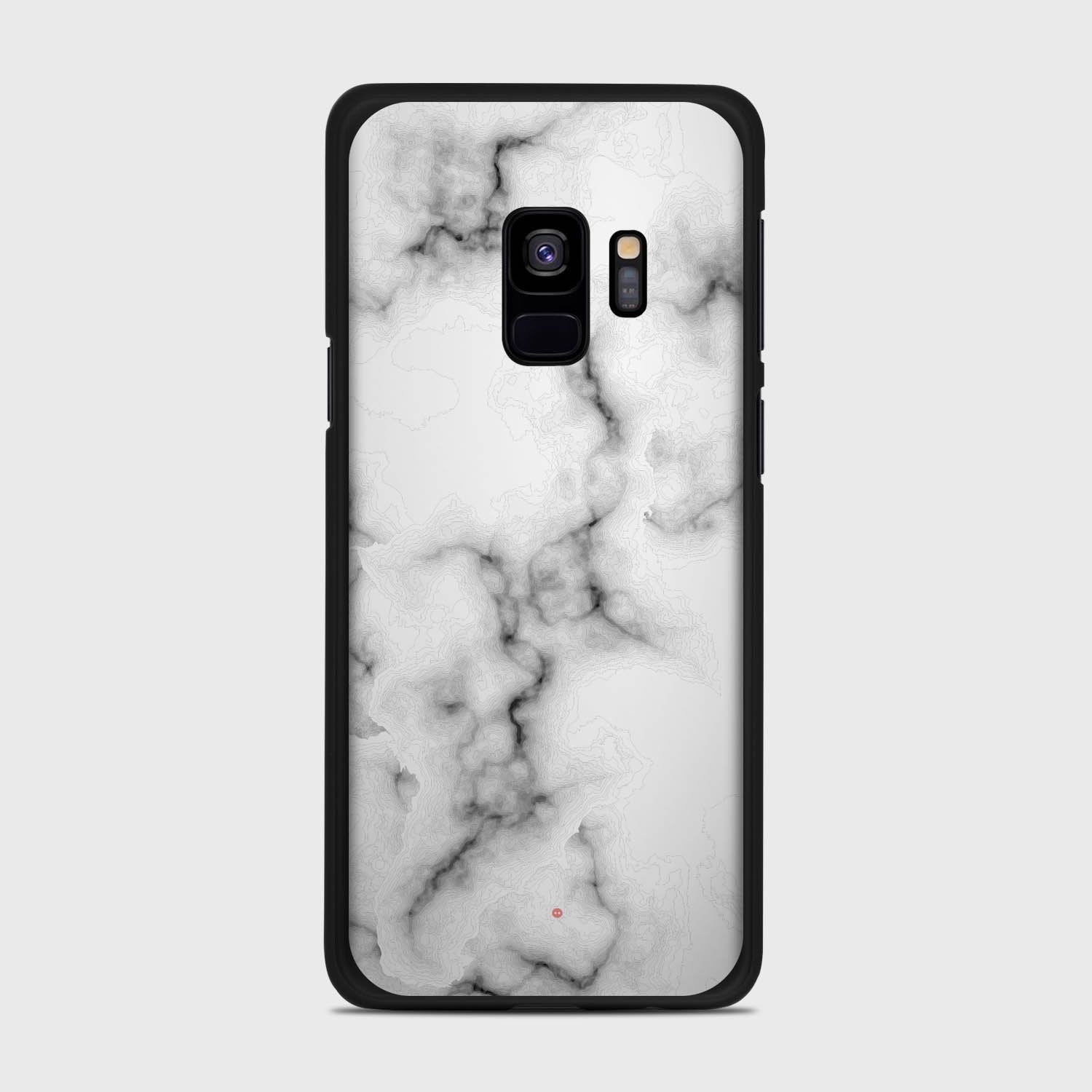 WHITE MARBLE Samsung Galaxy S9 case - thin fit matte black (D152)
