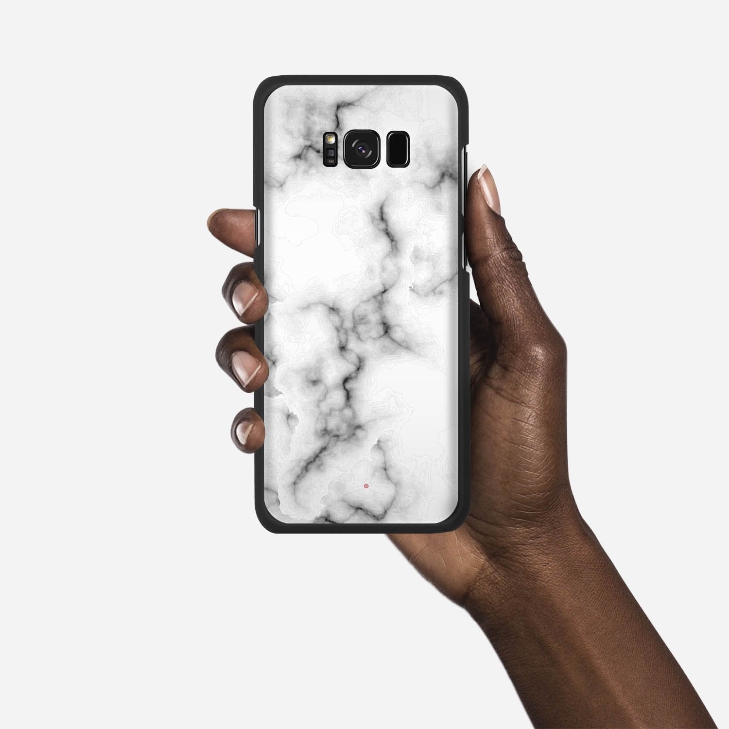WHITE MARBLE Samsung Galaxy S8 Plus case - thin fit matte black (D152)