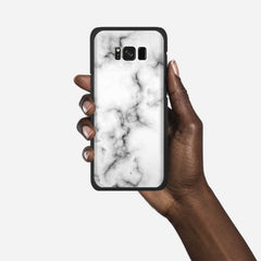 WHITE MARBLE Samsung Galaxy S8 case - thin fit matte black (D152)