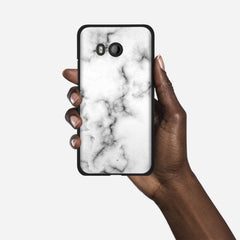 WHITE MARBLE HTC U11 case - thin fit matte black (D152)