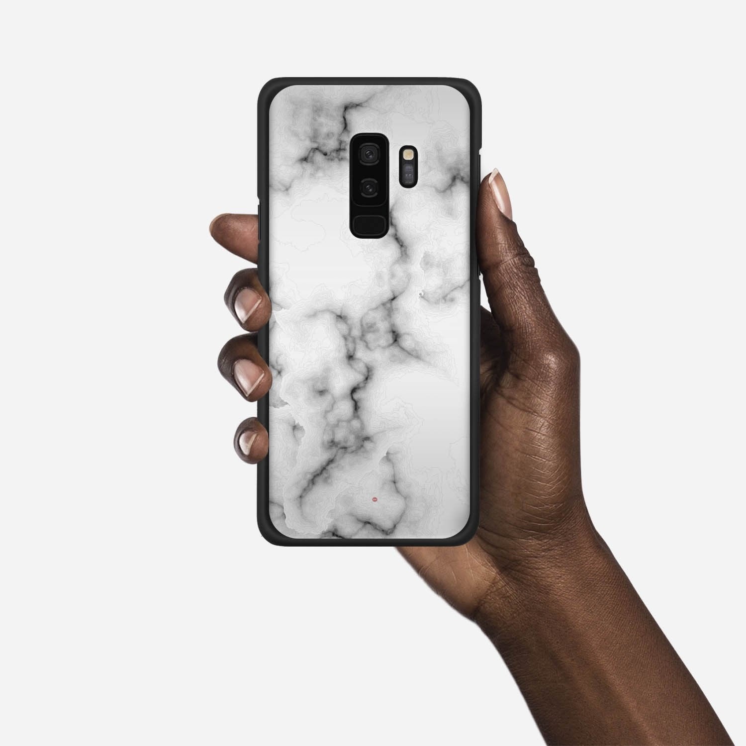 WHITE MARBLE Samsung Galaxy S9 Plus case - thin fit matte black (D152)