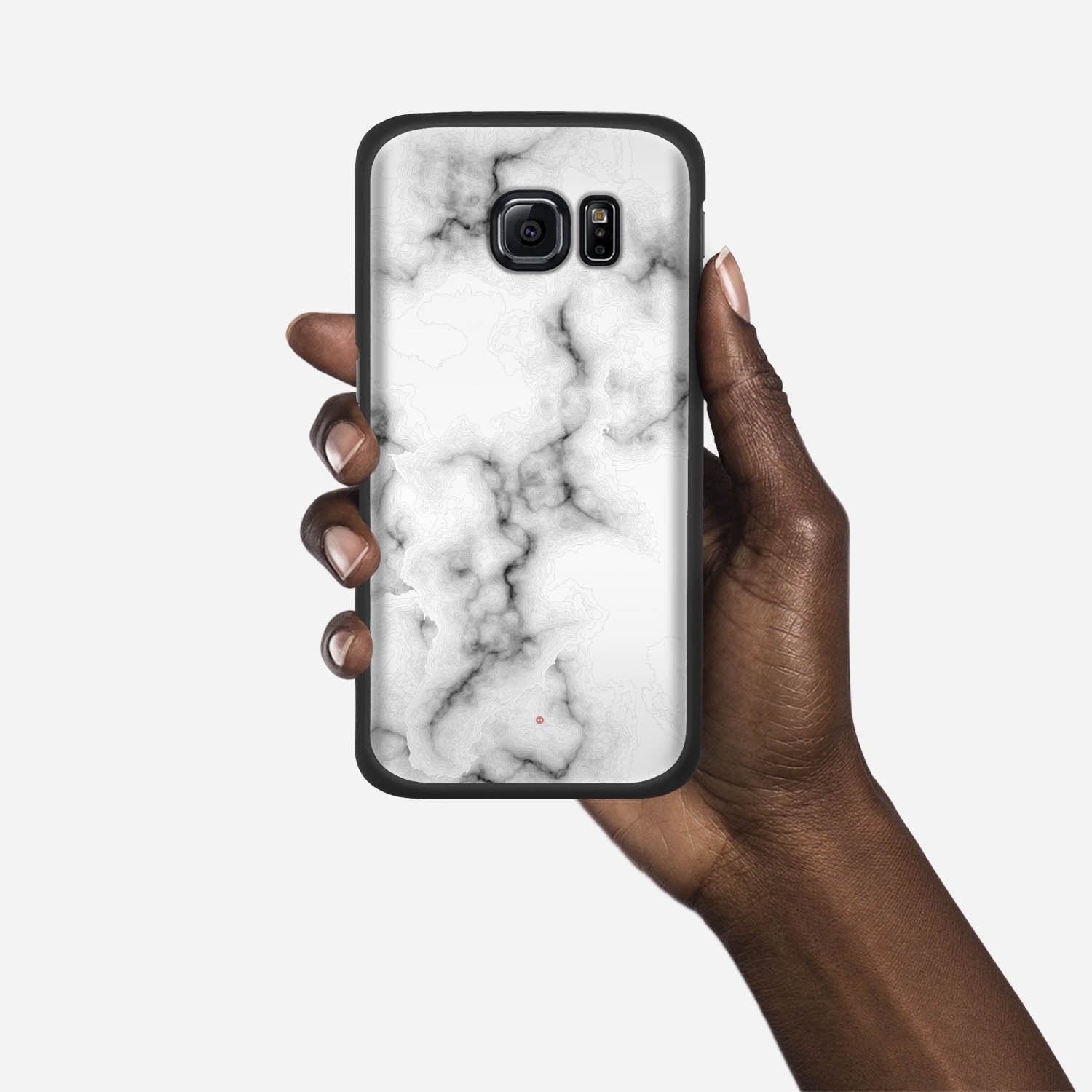 WHITE MARBLE Samsung Galaxy S6 Edge case - thin fit matte black (D152)