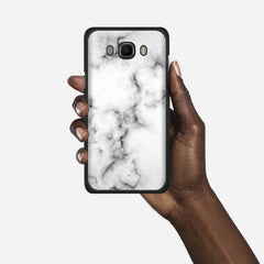 WHITE MARBLE Samsung Galaxy J7 (2016) case - thin fit matte black (D152)