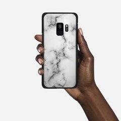 WHITE MARBLE Samsung Galaxy S9 case - thin fit matte black (D152)