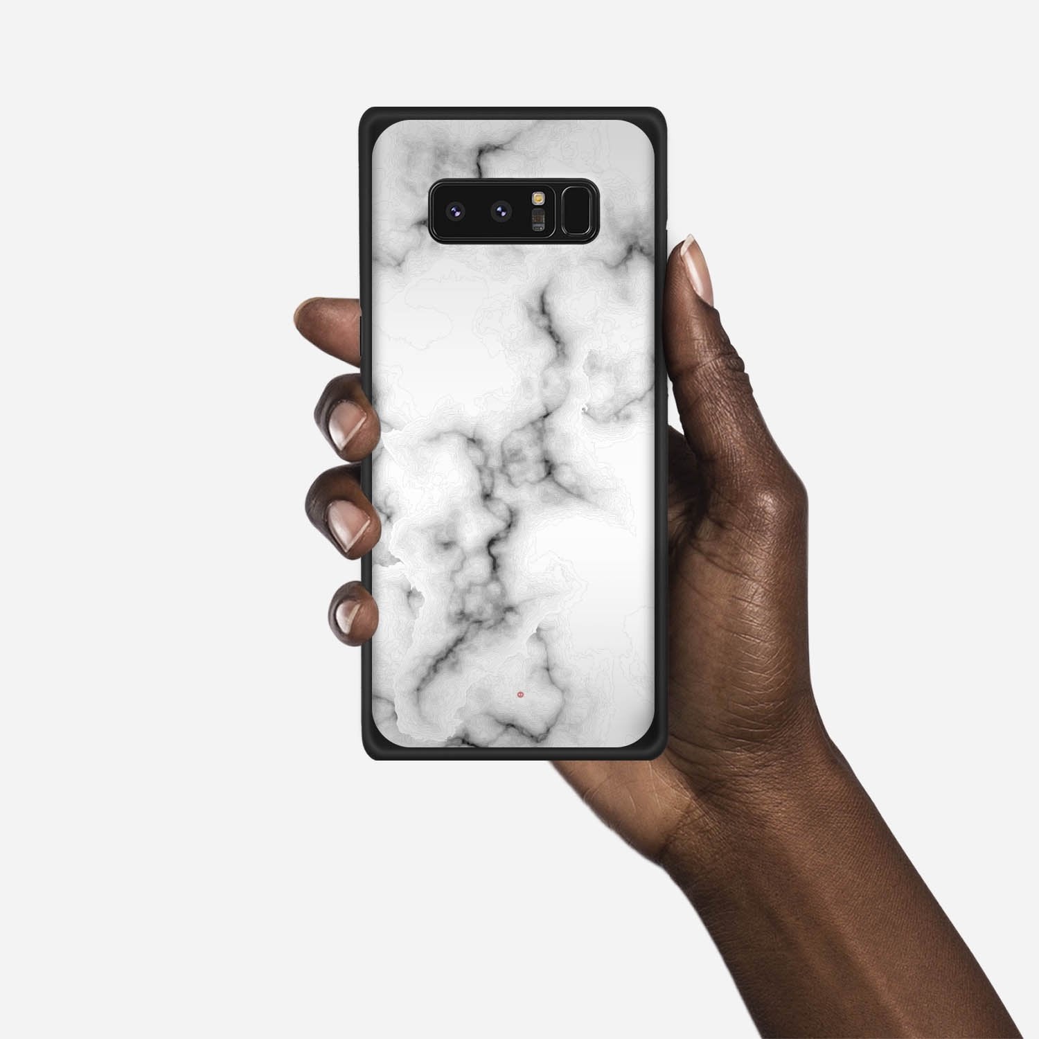 WHITE MARBLE Samsung Galaxy Note 8 case - thin fit matte black (D152)