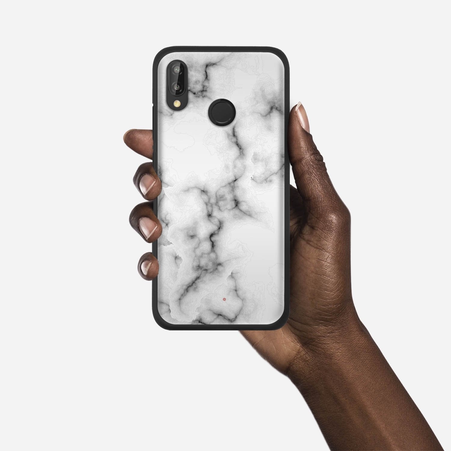 WHITE MARBLE Huawei P20 Lite case - thin fit matte black (D152)
