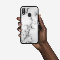 WHITE MARBLE Huawei P20 Lite case - thin fit matte black (D152)