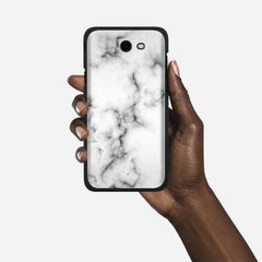WHITE MARBLE Samsung Galaxy J7 (2017) Verizon case - thin fit matte black (D152)
